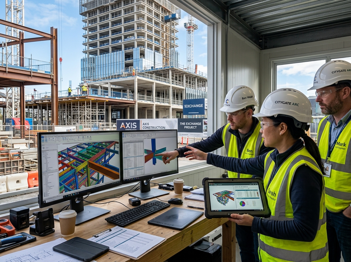 Commercial infrastructure construction site and architectural planning
