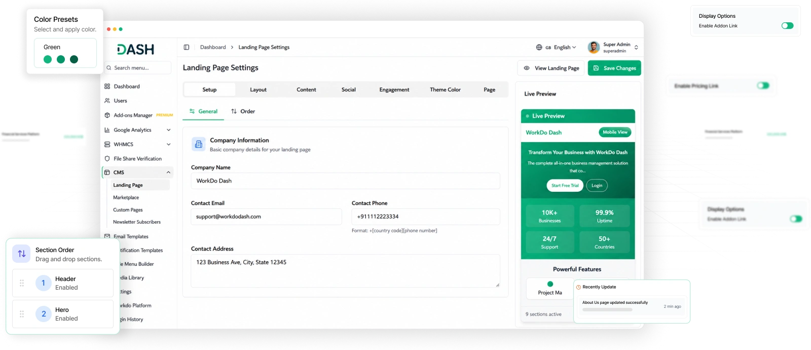 Online Admissions & Student Information Master Interface